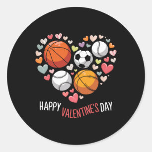 Sticker Rond Joyeux Valentines Jour de baseball de baseball de 