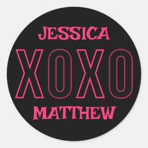 Sticker Rond Joyeux Valentines Jour Sweet Rose Couple Nom