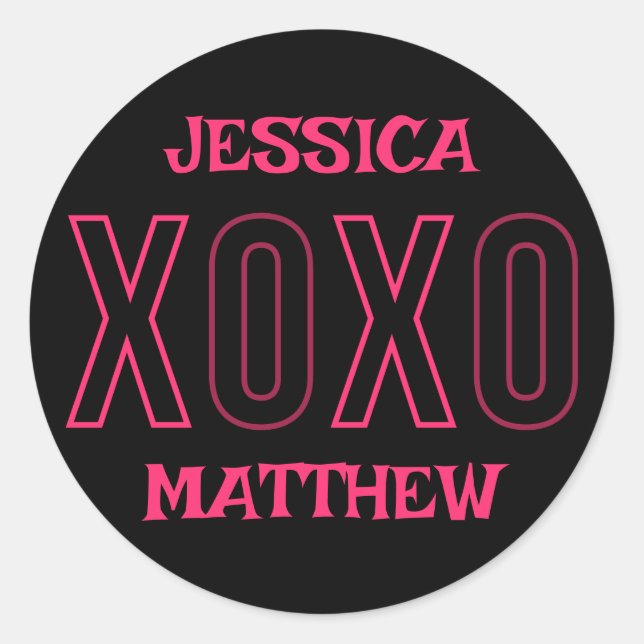 Sticker Rond Joyeux Valentines Jour Sweet Rose Couple Nom (Devant)