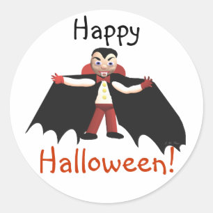 Sticker Rond Joyeux Vampire d'Halloween