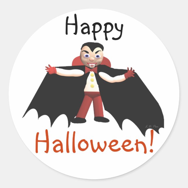 Sticker Rond Joyeux Vampire d'Halloween (Devant)