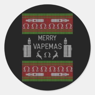 Sticker Rond Joyeux Vapemas - Vapeur Vaping laide de Noël