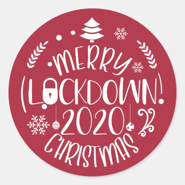 Sticker Rond Joyeux verrouillage 2020 Noël (Devant)