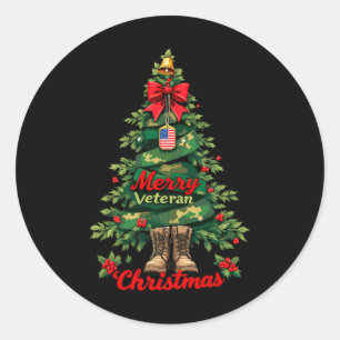 Sticker Rond Joyeux Vétérinaire Noël Arbre de Noël Joyeux Joyeu