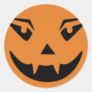 Sticker Rond Joyeux visage Citrouille d'Halloween