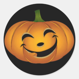 Sticker Rond Joyeux visage Citrouille pour Halloween amusant