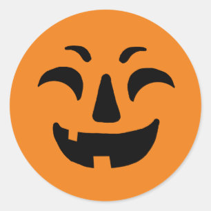 Sticker Rond Joyeux visage de Citrouille d'Halloween