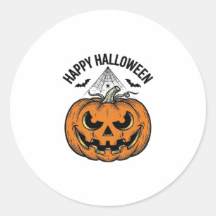 Sticker Rond Joyeux visage de citrouille d'Halloween Création v