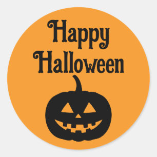 Sticker Rond Joyeux visage de Jack-o'-lantern Halloween