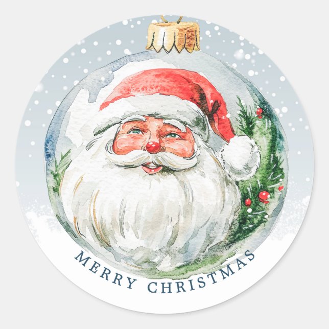 Sticker Rond Joyeux visage de Noël de Santa (Devant)