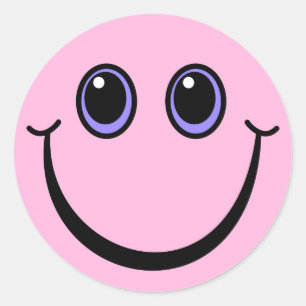 Sticker Rond Joyeux visage Emoji Rose