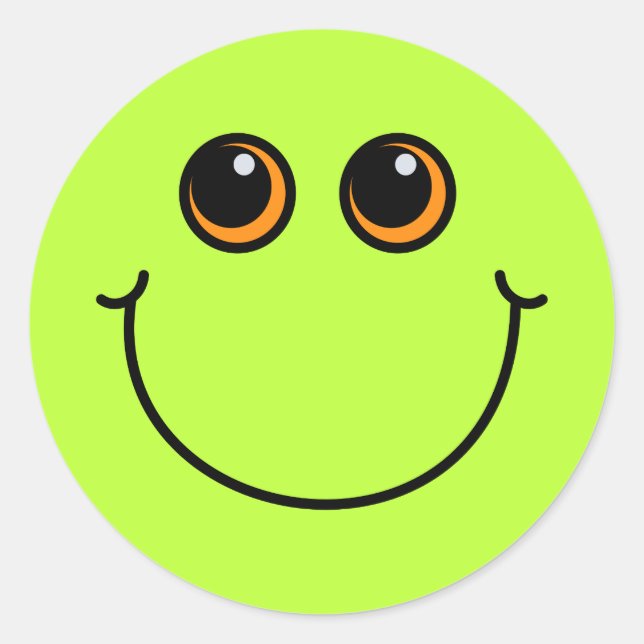 Sticker Rond Joyeux visage Emoji Vert (Devant)