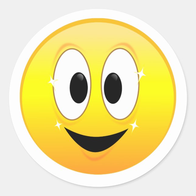 Sticker Rond Joyeux visage jaune souriant (Devant)