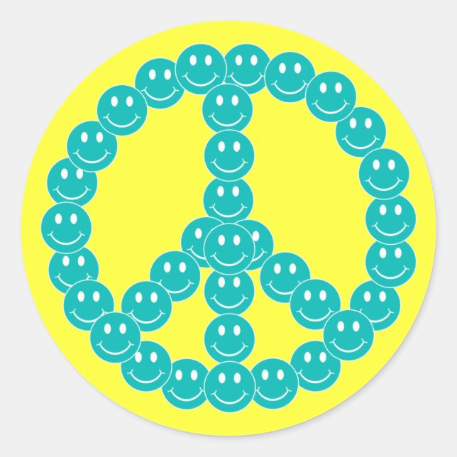Sticker Rond Joyeux visage paix (Devant)