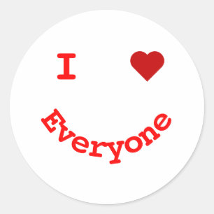Sticker Rond Joyeux Visage Personnalisé Je Coeur tout le monde