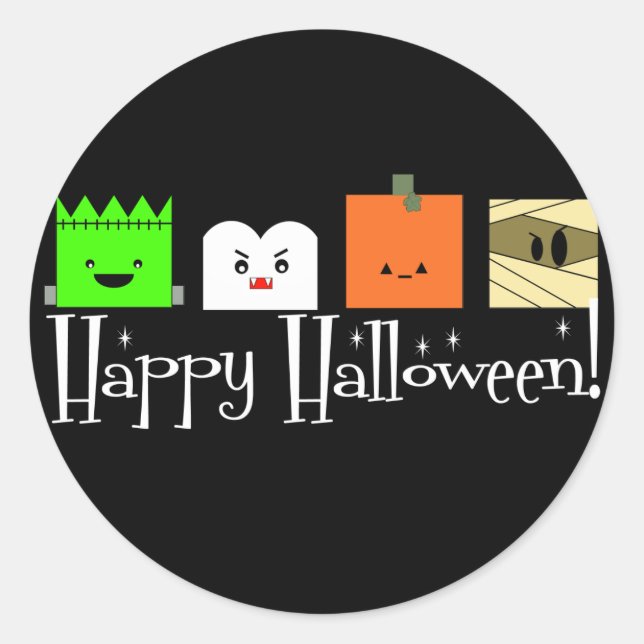 Sticker Rond Joyeux visages d'Halloween (Devant)