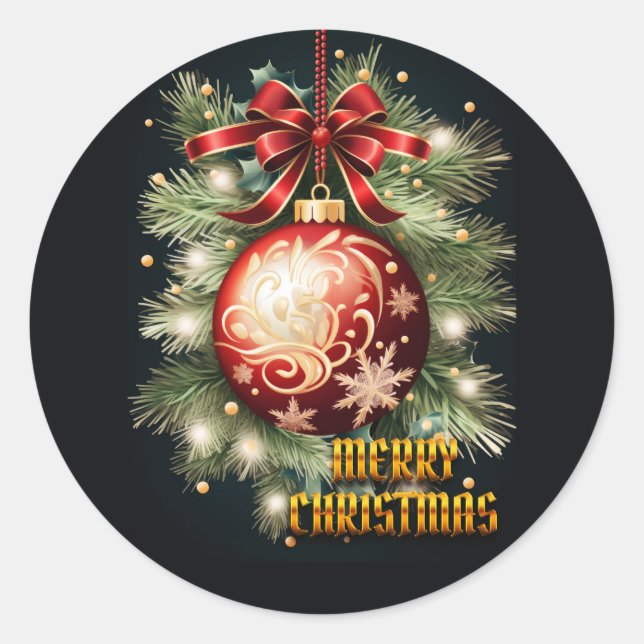 Sticker Rond Joyeux voeux Noël (Devant)