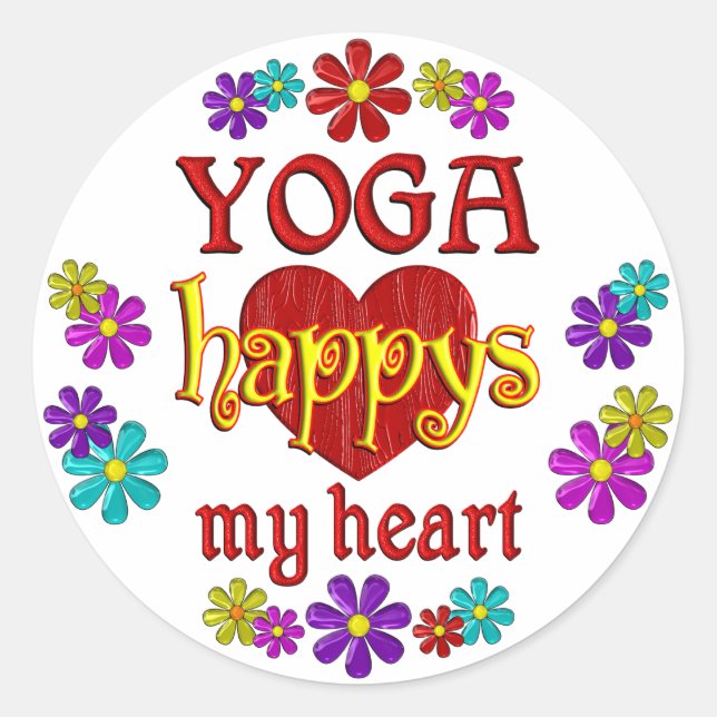 Sticker Rond Joyeux Yoga (Devant)