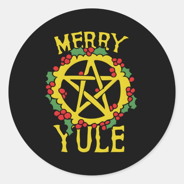 Sticker Rond Joyeux Yule Pagan Yule Bénédictions (Devant)