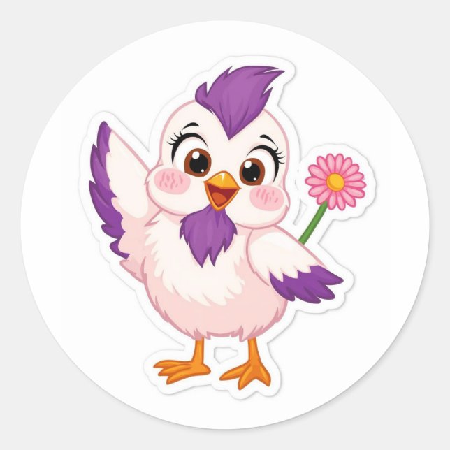 Sticker Rond joyful bird (Devant)