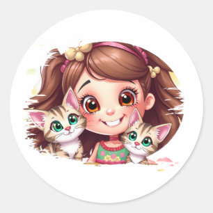 Sticker Rond Joyful Moments with My Kitties