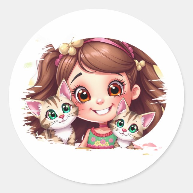 Sticker Rond Joyful Moments with My Kitties (Devant)