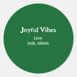 Sticker Rond Joyful Vibes green Christmas holidays love family