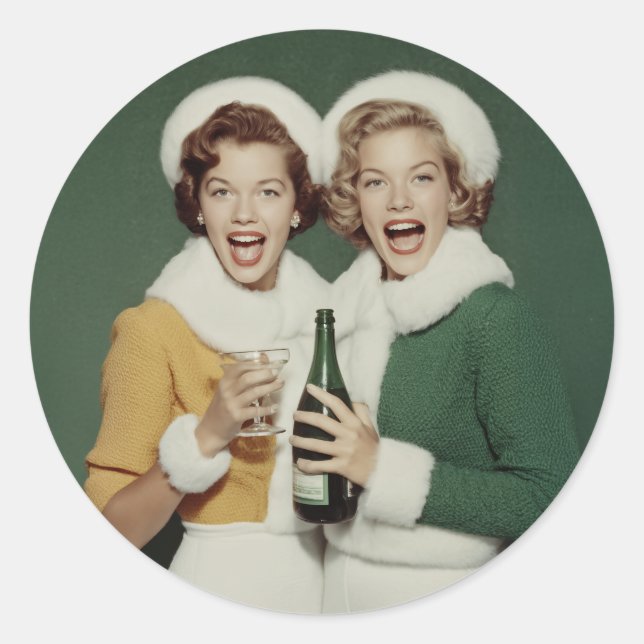 Sticker Rond Joyful Winter Champagne Celebration (Devant)