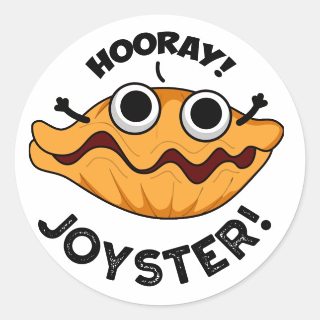 Sticker Rond Joyster Funny Joyeux Animal Oyster Pun (Devant)