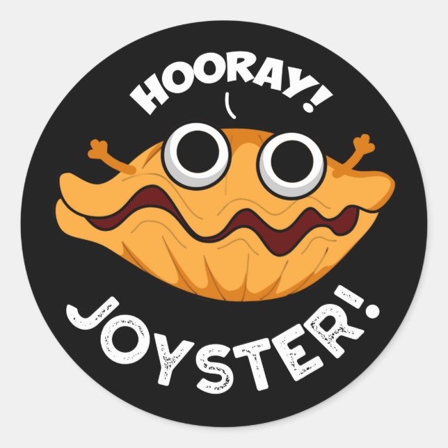 Sticker Rond Joyster Funny Joyeux Animal Oyster Pun Dark BG (Devant)