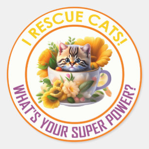 STICKER ROND J'SECOURT CATS !