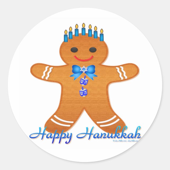Sticker Rond Judaïque Hanoukka Gingerbread Homme Menorah (Devant)