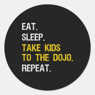 Sticker Rond Judo Papa Emmène Les Enfants Au Dojo Funny Karate 