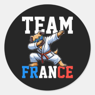 Sticker Rond Judoka Kimono Karateka Chien Judo Dab Enfant Animé