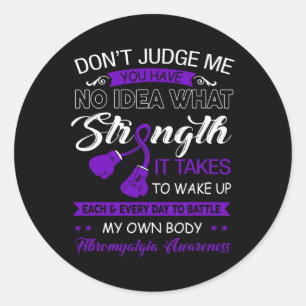 Sticker Rond Juge-moi Non - Violet Ribbon Fibromyalgie sensibil