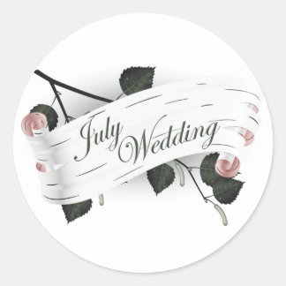 Sticker Rond Juillet Sceau Mariage : feuilles de la saison :