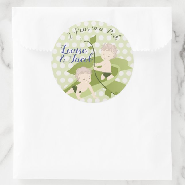 Sticker Rond Jumeaux Baby Boy 1er anniversaire ou Baby shower (Sac)