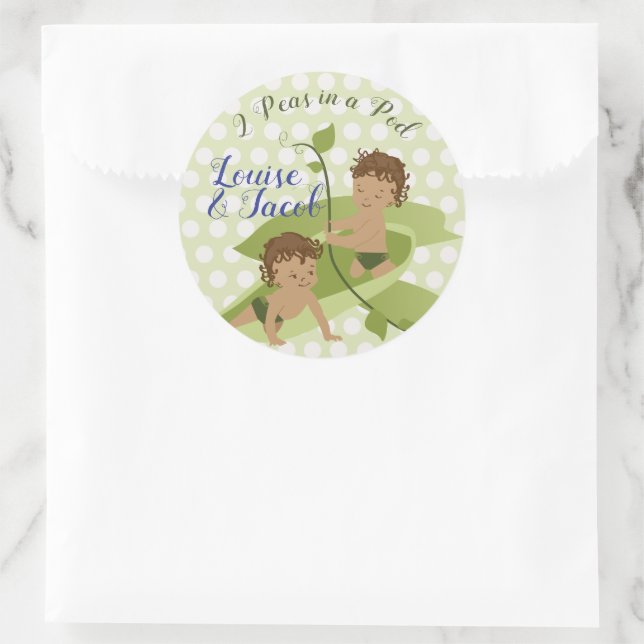 Sticker Rond Jumeaux Baby Boy 1er anniversaire ou Baby shower (Sac)