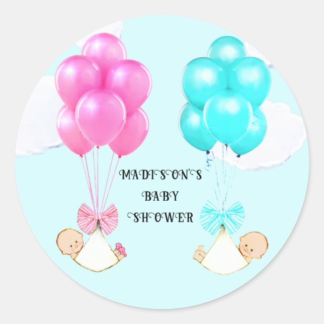 Sticker Rond Jumeaux bébé garçon et fille (Devant)