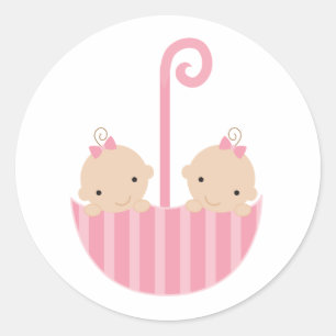 Sticker Rond Jumeaux dans le parapluie