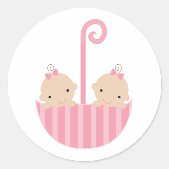 Sticker Rond Jumeaux dans un parapluie (Devant)