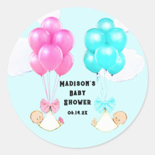 Sticker Rond Jumeaux Fille et Garçon Baby Shower