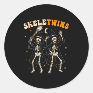 Sticker Rond Jumeaux Halloween appariement Skeletwins drôle dan