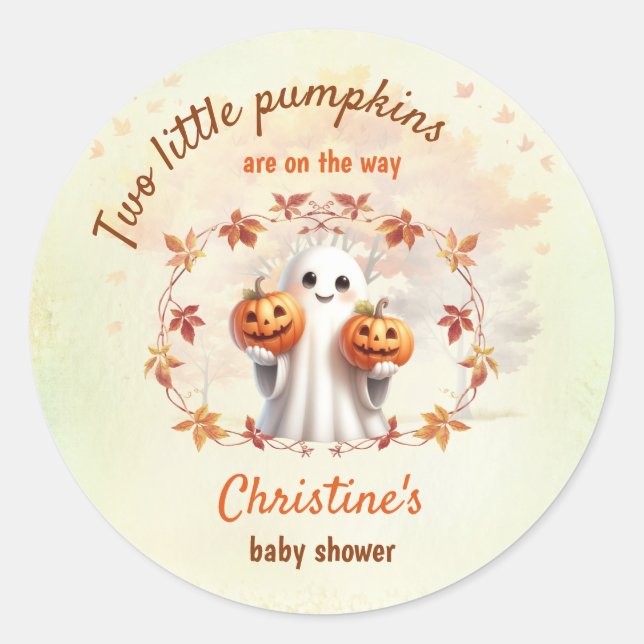 Sticker Rond Jumeaux Halloween Citrouille Ghost Unisex Baby sho (Devant)