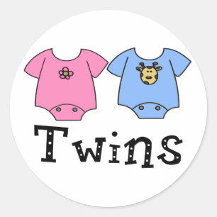Sticker Rond Jumeaux mignonette Bodysuit 1 fille & 1 garçon