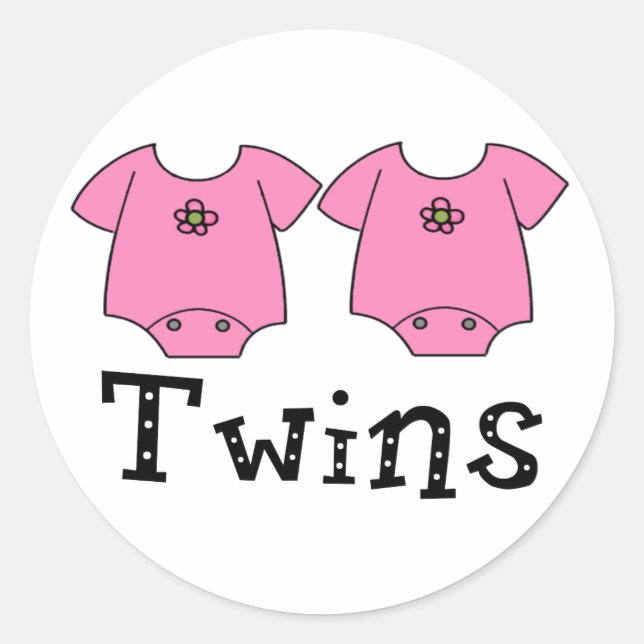 Sticker Rond Jumeaux mignonnes Bodysuit 2 filles (Devant)