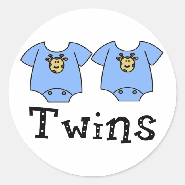Sticker Rond Jumeaux mignonnes Bodysuit 2 garçons (Devant)