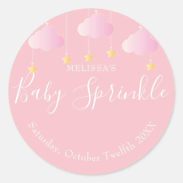 Sticker Rond Jumeler petit baby shower étoile rose (Devant)