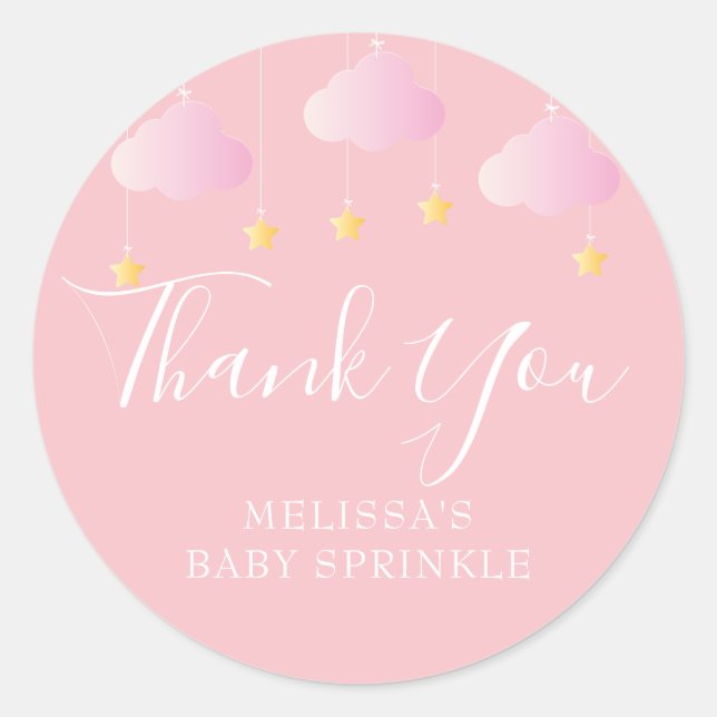 Sticker Rond Jumeler petit baby shower étoile rose (Devant)