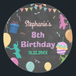 Sticker Rond Jump Birthday Chalkboard Kid Trampoline Party<br><div class="desc">Personnalisez cet impressionnant sticker Jump Birthday Chalkboard Kid Trampoline Party avec vos détails facilement et rapidement. Tous les textes sont modifiables ! Pour une personnalisation plus avancée de ce design,  il suffit de sélectionner le bouton "Customiser / Personnaliser ce modèle" ci-dessus ! Objets correspondants disponibles dans la collection !</div>